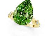 Yellow gold Pear Cut Peridot Solitaire Twisted Band with Round  Accents and Prong Setting_13