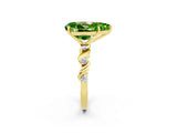 Yellow gold Pear Cut Peridot Solitaire Twisted Band with Round  Accents and Prong Setting_14