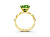 Yellow gold Pear Cut Peridot Solitaire Twisted Band with Round  Accents and Prong Setting_15