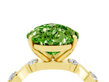 Yellow gold Pear Cut Peridot Solitaire Twisted Band with Round  Accents and Prong Setting_16