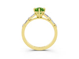Yellow gold Pear Cut Peridot Solitaire with Side Baguettes and Channel Set Band_3