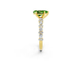 Yellow gold Pear Cut Peridot Solitaire with Side Stones, Pave Band, Four-Prong Setting_38