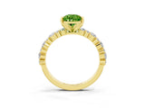 Yellow gold Pear Cut Peridot Solitaire with Side Stones, Pave Band, Four-Prong Setting_39