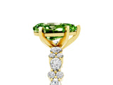 Yellow gold Pear Cut Peridot Solitaire with Side Stones, Pave Band, Four-Prong Setting_41