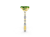 Yellow gold Pear Cut Peridot Solitaire with Side Stones on a Pavé Band and Four-Prong Setting_2