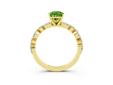 Yellow gold Pear Cut Peridot Solitaire with Side Stones on a Pavé Band and Four-Prong Setting_3