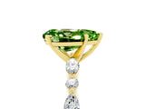 Yellow gold Pear Cut Peridot Solitaire with Side Stones on a Pavé Band and Four-Prong Setting_5