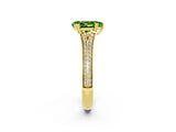 Yellow gold Pear Cut Peridot Split Shank Engagement Ring with Pavé Band_2