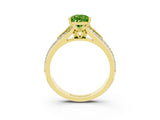 Yellow gold Pear Cut Peridot Split Shank Engagement Ring with Pavé Band_3