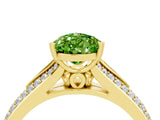 Yellow gold Pear Cut Peridot Split Shank Engagement Ring with Pavé Band_4