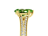Yellow gold Pear Cut Peridot Split Shank Engagement Ring with Pavé Band_5