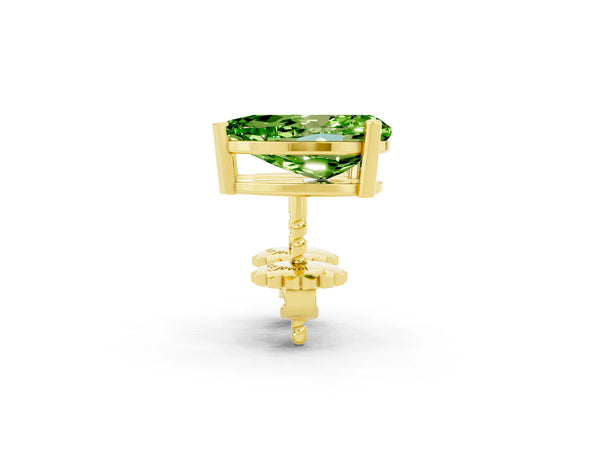 Yellow gold Pear Cut Peridot Stud Earrings