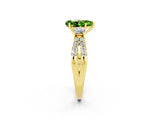 Yellow gold Pear Cut Peridot Three-Stone Ring with Pavé Split Shank and Four-Prong Setting_14