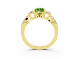 Yellow gold Pear Cut Peridot Three-Stone Ring with Pavé Split Shank and Four-Prong Setting_15