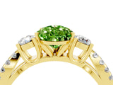 Yellow gold Pear Cut Peridot Three-Stone Ring with Pavé Split Shank and Four-Prong Setting_16