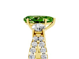 Yellow gold Pear Cut Peridot Three-Stone Ring with Pavé Split Shank and Four-Prong Setting_17