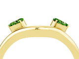 Yellow gold Pear Cut Peridot Two-Stone Open Band Ring with Prong Setting_10