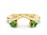 Yellow gold Pear Cut Peridot Two-Stone Open Band Ring with Prong Setting_6