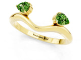 Yellow gold Pear Cut Peridot Two-Stone Open Band Ring with Prong Setting_7