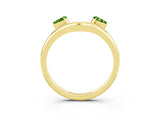 Yellow gold Pear Cut Peridot Two-Stone Open Band Ring with Prong Setting_9