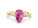 Yellow gold Pear Cut Pink Sapphire Engagement Ring with Side Stone Accents and Four-Prong Setting_60