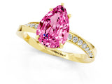 Yellow gold Pear Cut Pink Sapphire Engagement Ring with Side Stone Accents and Four-Prong Setting_61