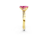 Yellow gold Pear Cut Pink Sapphire Engagement Ring with Side Stone Accents and Four-Prong Setting_62