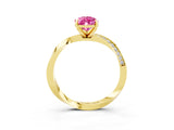 Yellow gold Pear Cut Pink Sapphire Engagement Ring with Side Stone Accents and Four-Prong Setting_63