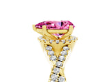 Yellow gold Pear Cut Pink Sapphire  Halo Twist Band Solitaire Prong Setting Ring_41