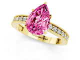 Yellow gold Pear Cut Pink Sapphire Milgrain Pavé Engagement Ring with Four-Prong Setting_25