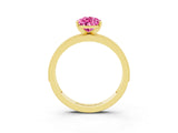 Yellow gold Pear Cut Pink Sapphire Milgrain Pavé Engagement Ring with Four-Prong Setting_27