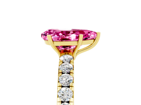 Yellow gold Pear Cut Pink Sapphire Pavé Solitaire Engagement Ring with Four-Prong Setting_17