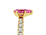 Yellow gold Pear Cut Pink Sapphire Pavé Solitaire Ring with Round Band and Prong Setting_17
