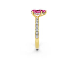 Yellow gold Pear Cut Pink Sapphire Pave Band Solitaire Ring with Four-Prong Setting_50