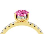 Yellow gold Pear Cut Pink Sapphire Pave Band Solitaire Ring with Four-Prong Setting_52