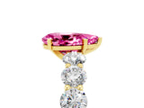 Yellow gold Pear Cut Pink Sapphire Prong Setting with Side Stones on a Pave Band_29