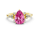 Yellow gold Pear Cut Pink Sapphire Ring with Side Stones and Four-Prong Setting_60