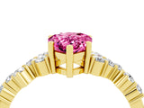 Yellow gold Pear Cut Pink Sapphire Scattered Round Accent Ring with Prong Setting_16