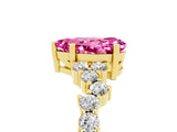 Yellow gold Pear Cut Pink Sapphire Scattered Round Accent Ring with Prong Setting_17