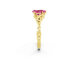 Yellow gold Pear Cut Pink Sapphire Solitaire Celtic Knot Ring with Four-Prong Setting_38