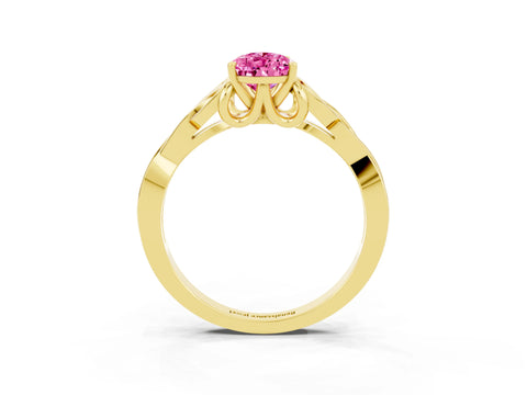 Yellow gold Pear Cut Pink Sapphire Solitaire Celtic Knot Ring with Four-Prong Setting_39