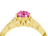 Yellow gold Pear Cut Pink Sapphire Solitaire Celtic Knot Ring with Four-Prong Setting_40