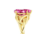 Yellow gold Pear Cut Pink Sapphire Solitaire Celtic Knot Ring with Four-Prong Setting_41
