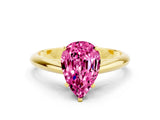 Yellow gold Pear Cut Pink Sapphire Solitaire Engagement Ring with Cathedral Setting and Four-Prong Mount_24