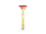 Yellow gold Pear Cut Pink Sapphire Solitaire Engagement Ring with Cathedral Setting and Four-Prong Mount_26