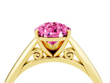 Yellow gold Pear Cut Pink Sapphire Solitaire Engagement Ring with Cathedral Setting and Four-Prong Mount_28