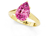 Yellow gold Pear Cut Pink Sapphire Solitaire Engagement Ring with Cathedral Setting and Four-Prong Mount_67