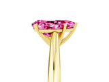 Yellow gold Pear Cut Pink Sapphire Solitaire Engagement Ring with Cathedral Setting and Four-Prong Mount_71