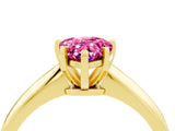 Yellow gold Pear Cut Pink Sapphire Solitaire Engagement Ring with Classic Band and Four-Prong Setting_28
