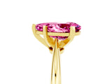 Yellow gold Pear Cut Pink Sapphire Solitaire Engagement Ring with Classic Band and Four-Prong Setting_29